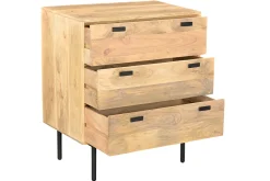 Miliboo Commode|Commode-Commode en bois manguier massif et métal noir 3 tiroirs L70 cm JUDE