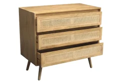 Miliboo Commode|Commode-Commode en bois manguier massif et cannage rotin 3 tiroirs L90 cm ACANGE