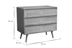 Miliboo Commode|Commode-Commode en bois manguier massif et cannage rotin 3 tiroirs L90 cm ACANGE