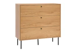 Miliboo Commode|Commode-Commode finition bois clair chêne et pieds métal noir 3 tiroirs L100 cm PERNELLE