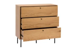 Miliboo Commode|Commode-Commode finition bois clair chêne et pieds métal noir 3 tiroirs L100 cm PERNELLE