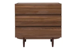 Miliboo Commode|Commode-Commode finition bois foncé noyer 3 tiroirs L80 cm SANAA