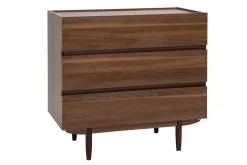 Miliboo Commode|Commode-Commode finition bois foncé noyer 3 tiroirs L80 cm SANAA