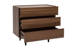 Miliboo Commode|Commode-Commode finition bois foncé noyer 3 tiroirs L80 cm SANAA