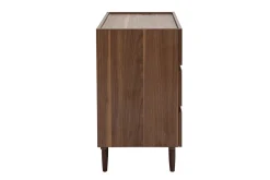 Miliboo Commode|Commode-Commode finition bois foncé noyer 3 tiroirs L80 cm SANAA