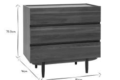 Miliboo Commode|Commode-Commode finition bois foncé noyer 3 tiroirs L80 cm SANAA