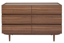 Miliboo Commode|Commode-Commode finition bois foncé noyer 6 tiroirs L120 cm SANAA