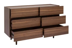 Miliboo Commode|Commode-Commode finition bois foncé noyer 6 tiroirs L120 cm SANAA