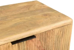 Miliboo Commode|Commode-Commode gravée en bois manguier massif et métal noir 3 tiroirs L70 cm MORISSON