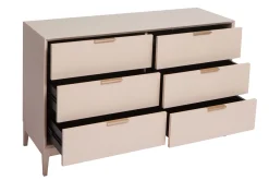 Miliboo Commode|Commode-Commode rose poudré et métal doré 6 tiroirs L120 cm GIANA