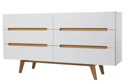 Miliboo Commode|Commode-Commode scandinave finition blanc brillant laqué 6 tiroirs L160 cm MELKA