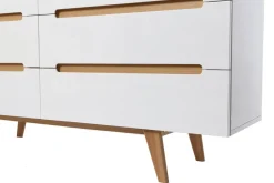Miliboo Commode|Commode-Commode scandinave finition blanc brillant laqué 6 tiroirs L160 cm MELKA
