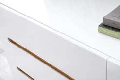 Miliboo Commode|Commode-Commode scandinave finition blanc brillant laqué 6 tiroirs L160 cm MELKA