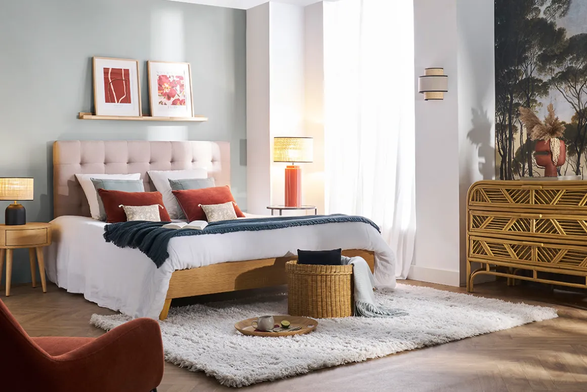 Miliboo Commode|Commode-Commode vintage en rotin 3 tiroirs L120 cm GALON