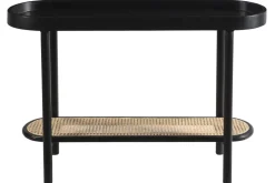 Miliboo Console-Console avec plateau ovale en bois noir et cannage de rotin L115 cm MACAO