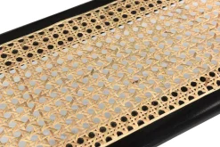 Miliboo Console-Console avec plateau ovale en bois noir et cannage de rotin L115 cm MACAO