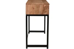Miliboo Console|Meuble D'entrée-Console avec rangement 2 tiroirs à motifs chevrons en bois massif et métal noir L100 cm STICK