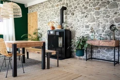 Miliboo Console|Meuble D'entrée-Console avec rangement 2 tiroirs à motifs chevrons en bois massif et métal noir L100 cm STICK