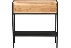 Miliboo Console-Console avec rangements 2 tiroirs en bois massif et métal noir L80 cm ARTHUS