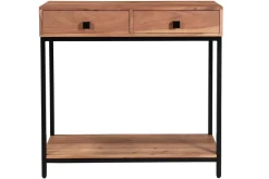 Miliboo Console-Console avec rangements 2 tiroirs en bois massif et métal noir L80 cm AXELLE