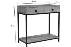 Miliboo Console-Console avec rangements 2 tiroirs en bois massif et métal noir L80 cm AXELLE