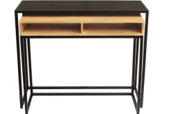 Miliboo Bureau Design|Console-Console bureau d'appoint avec rangements casiers en bois manguier massif et métal noir L100 cm YPKA