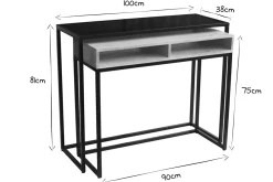 Miliboo Bureau Design|Console-Console bureau d'appoint avec rangements casiers en bois manguier massif et métal noir L100 cm YPKA