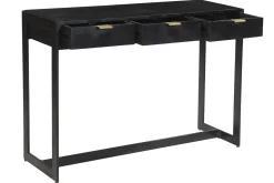 Miliboo Console|Meuble D'entrée-Console design avec rangements 3 tiroirs noire et métal L115 cm AVIDAN