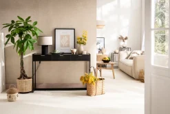 Miliboo Console|Meuble D'entrée-Console design avec rangements 3 tiroirs noire et métal L115 cm AVIDAN