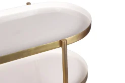 Miliboo Console|Meuble D'entrée-Console design finition blanc laqué et métal brossé doré L110 cm ZURIA