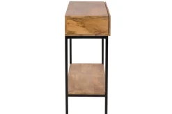 Miliboo Bibliothèque Et Étagère|Bibliothèque Et Étagère-Console industrielle avec rangements 2 tiroirs en bois manguier massif et métal noir L110 cm YPSTER