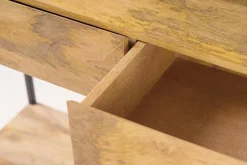 Miliboo Bibliothèque Et Étagère|Bibliothèque Et Étagère-Console industrielle avec rangements 2 tiroirs en bois manguier massif et métal noir L110 cm YPSTER