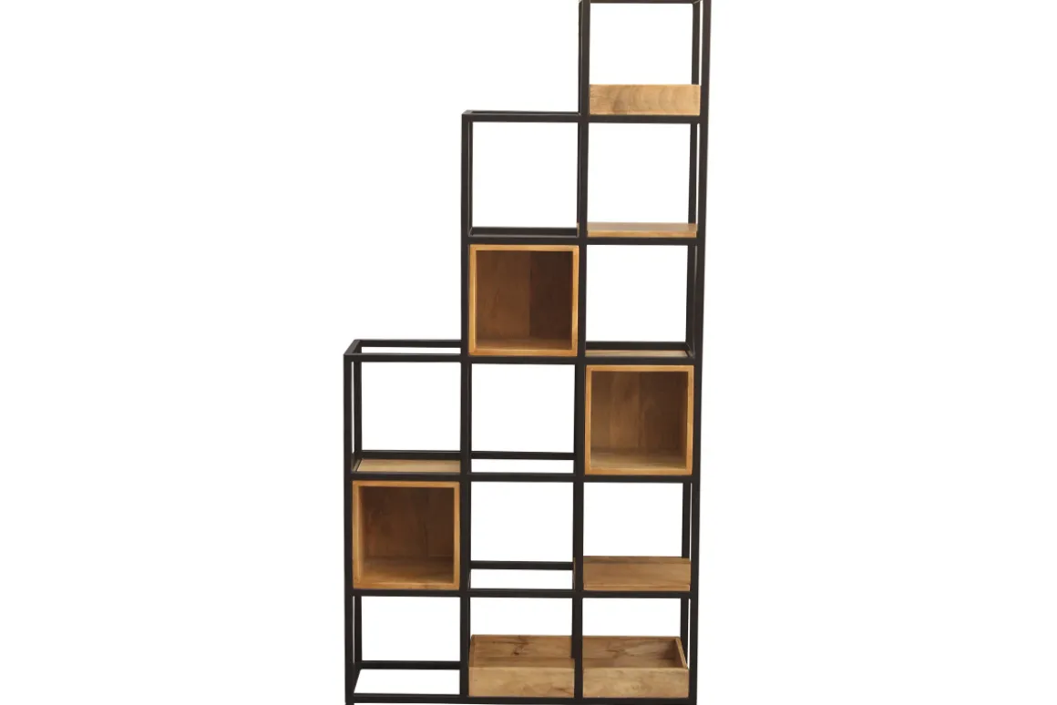 Miliboo Bibliothèque Et Étagère|Bibliothèque Et Étagère-Etagère - meuble séparateur d'espace en bois manguier massif et métal noir L90 cm FINLEY