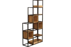 Miliboo Bibliothèque Et Étagère|Bibliothèque Et Étagère-Etagère - meuble séparateur d'espace en bois manguier massif et métal noir L90 cm FINLEY