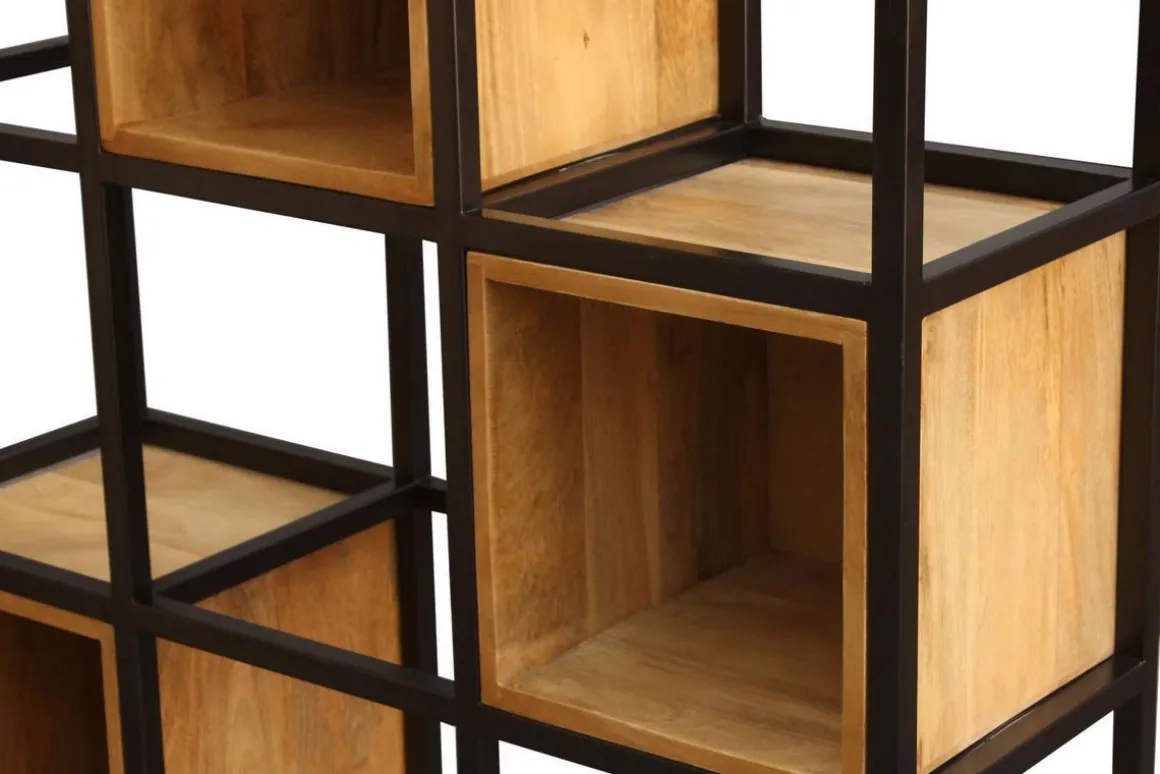 Miliboo Bibliothèque Et Étagère|Bibliothèque Et Étagère-Etagère - meuble séparateur d'espace en bois manguier massif et métal noir L90 cm FINLEY