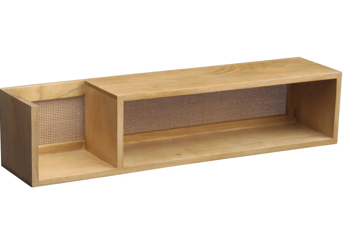 Miliboo Etagère Murale-Etagère murale en bois manguier massif et cannage rotin L90 cm ACANGE