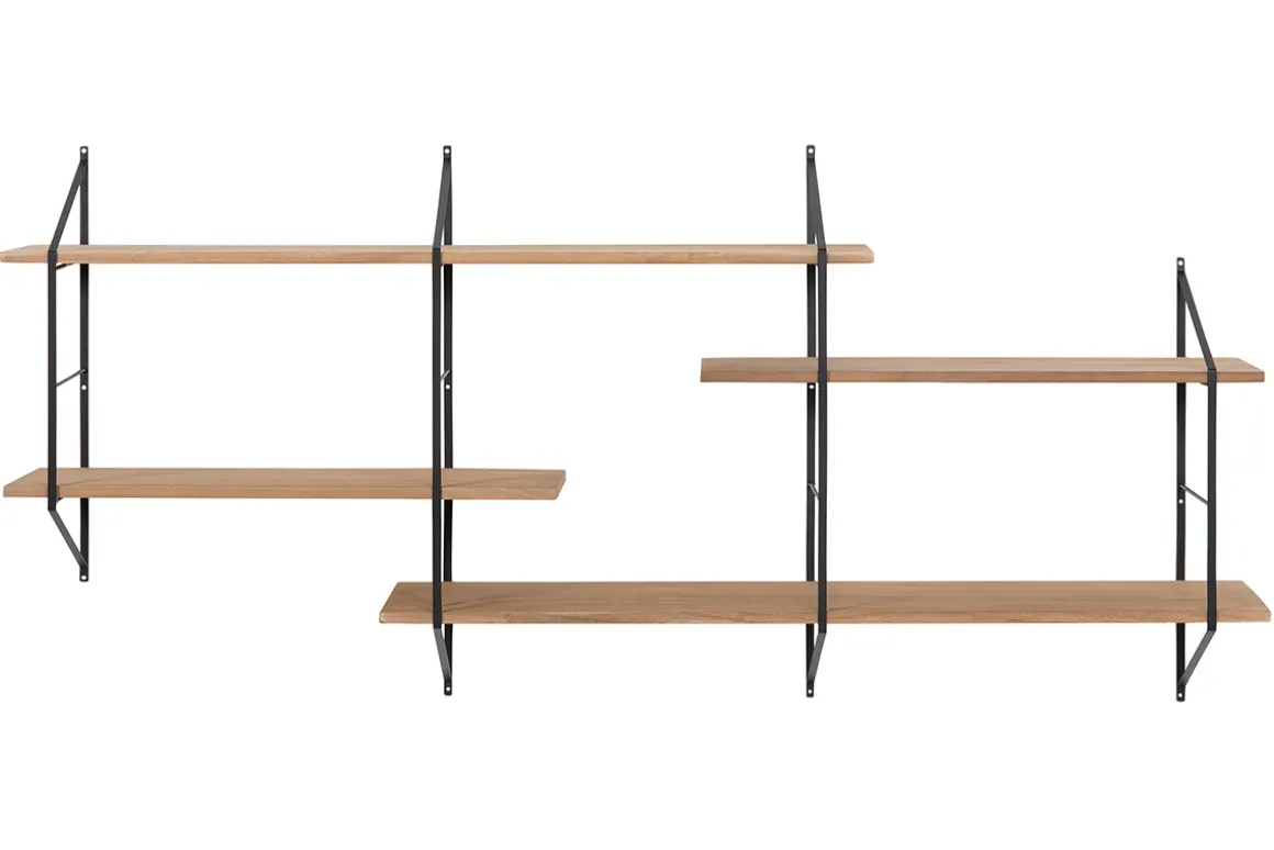 Miliboo Etagère Murale-Etagère murale XL modulable en bois clair et métal noir L191 cm BRIDGE