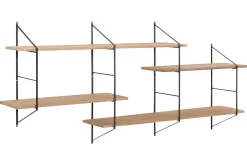 Miliboo Etagère Murale-Etagère murale XL modulable en bois clair et métal noir L191 cm BRIDGE