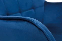 Miliboo Fauteuil Design|Voir Tous Les Fauteuils-Fauteuil avec repose-pieds design en tissu velours bleu foncé et métal noir MOOD