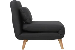 Miliboo Fauteuil Design|Voir Tous Les Fauteuils-Fauteuil convertible scandinave en tissu gris foncé et bois noir AMIKO