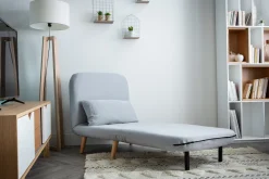 Miliboo Fauteuil Design|Voir Tous Les Fauteuils-Fauteuil convertible scandinave en tissu gris foncé et bois noir AMIKO