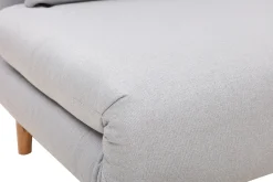 Miliboo Fauteuil Design|Voir Tous Les Fauteuils-Fauteuil convertible scandinave en tissu gris clair et bois clair AMIKO