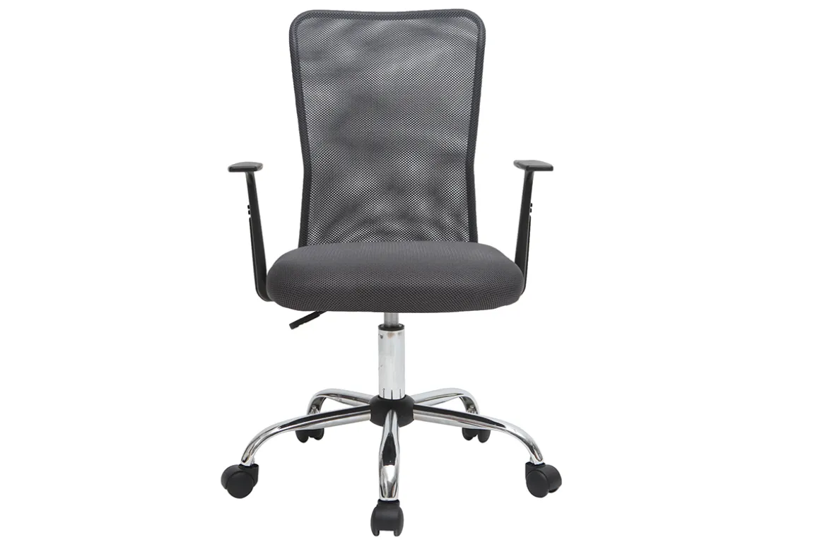 Miliboo Fauteuil De Bureau|Fauteuil De Bureau Petit Prix-Fauteuil de bureau à roulettes design en mesh gris et acier chromé PLUZ