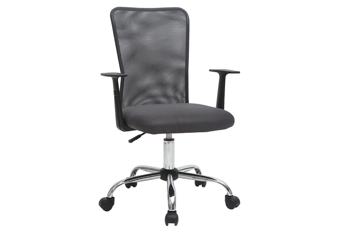 Miliboo Fauteuil De Bureau|Fauteuil De Bureau Petit Prix-Fauteuil de bureau à roulettes design en mesh gris et acier chromé PLUZ