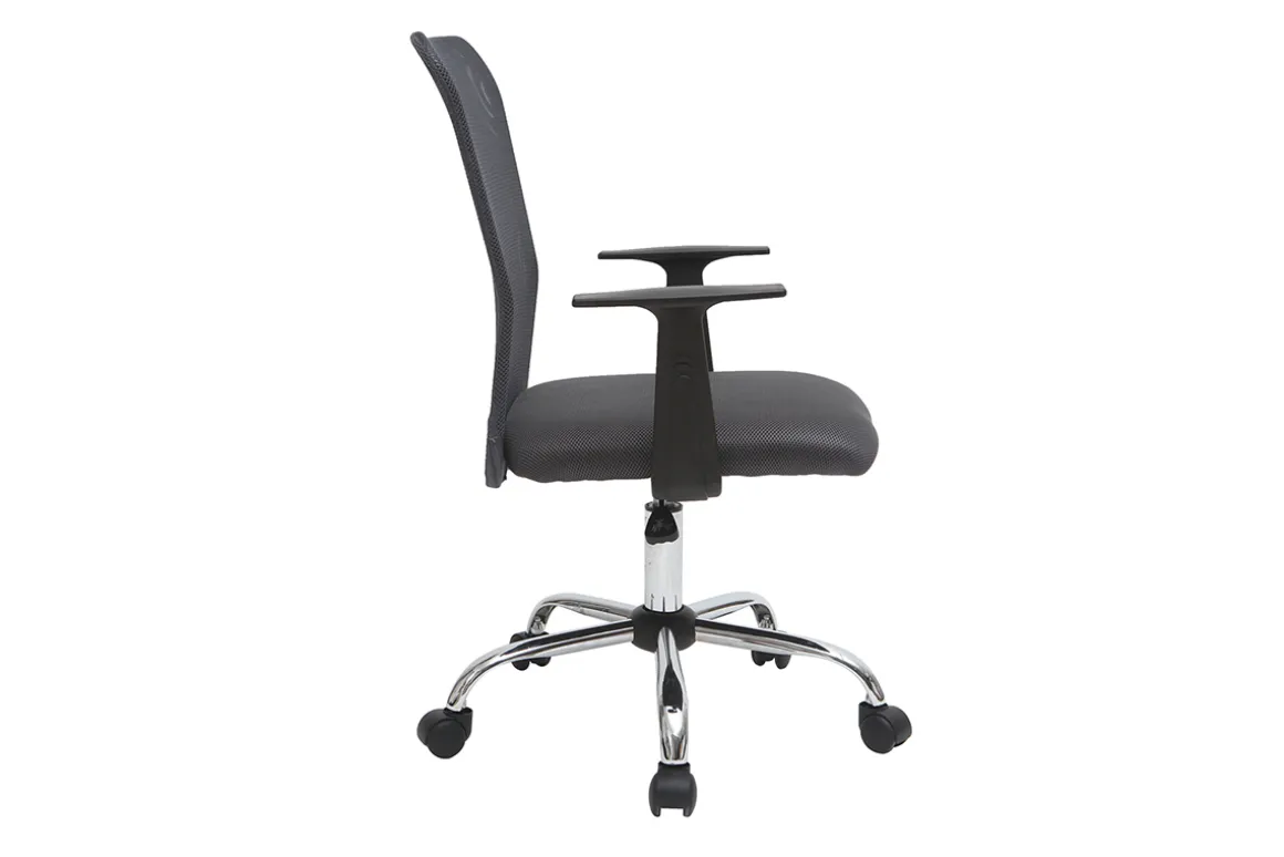 Miliboo Fauteuil De Bureau|Fauteuil De Bureau Petit Prix-Fauteuil de bureau à roulettes design en mesh gris et acier chromé PLUZ