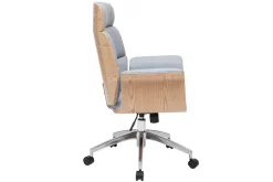 Miliboo Fauteuil De Bureau-Fauteuil de bureau à roulettes design en tissu gris clair, bois clair et achier chromé ELON