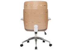 Miliboo Fauteuil De Bureau-Fauteuil de bureau à roulettes design en tissu gris clair, bois clair et achier chromé ELON