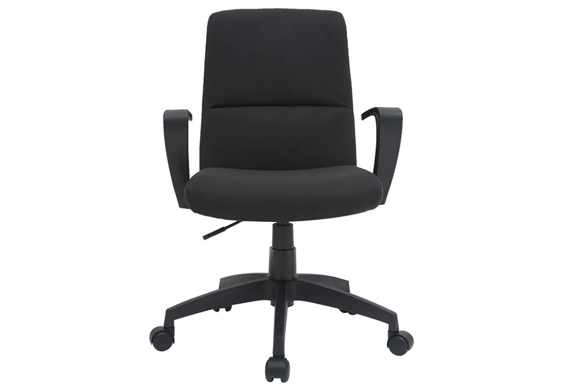Miliboo Fauteuil De Bureau|Fauteuil De Bureau Petit Prix-Fauteuil de bureau à roulettes design noire en tissu et métal CHUCK