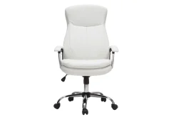 Miliboo Fauteuil De Bureau-Fauteuil de bureau à roulettes design blanc et acier chromé WALL STREET