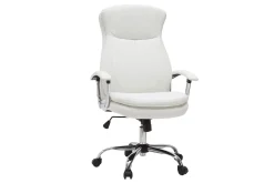 Miliboo Fauteuil De Bureau-Fauteuil de bureau à roulettes design blanc et acier chromé WALL STREET